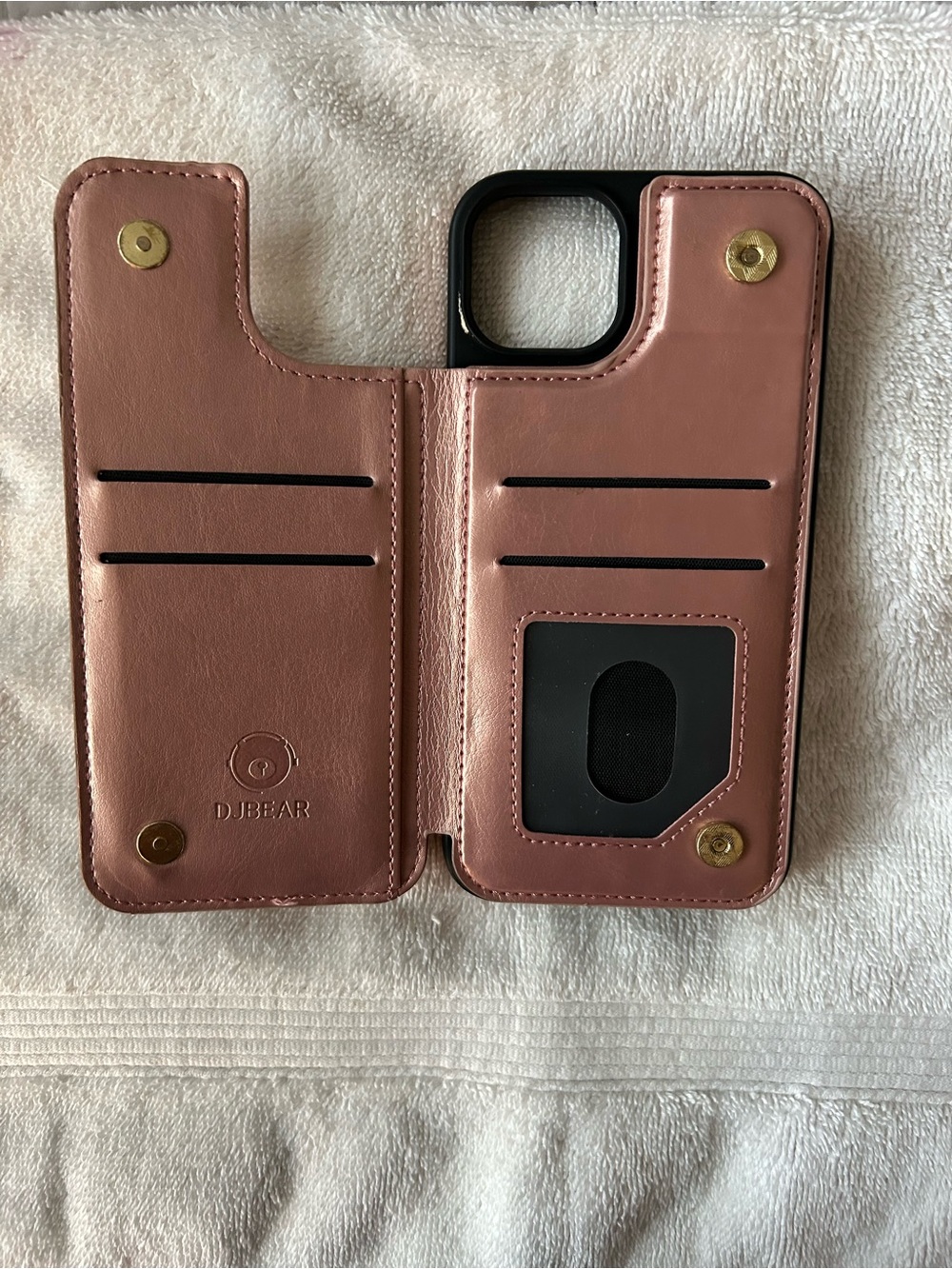 DJBear Rose Gold Wallet Phone Case with Card Slots IPhone 14 Plus
